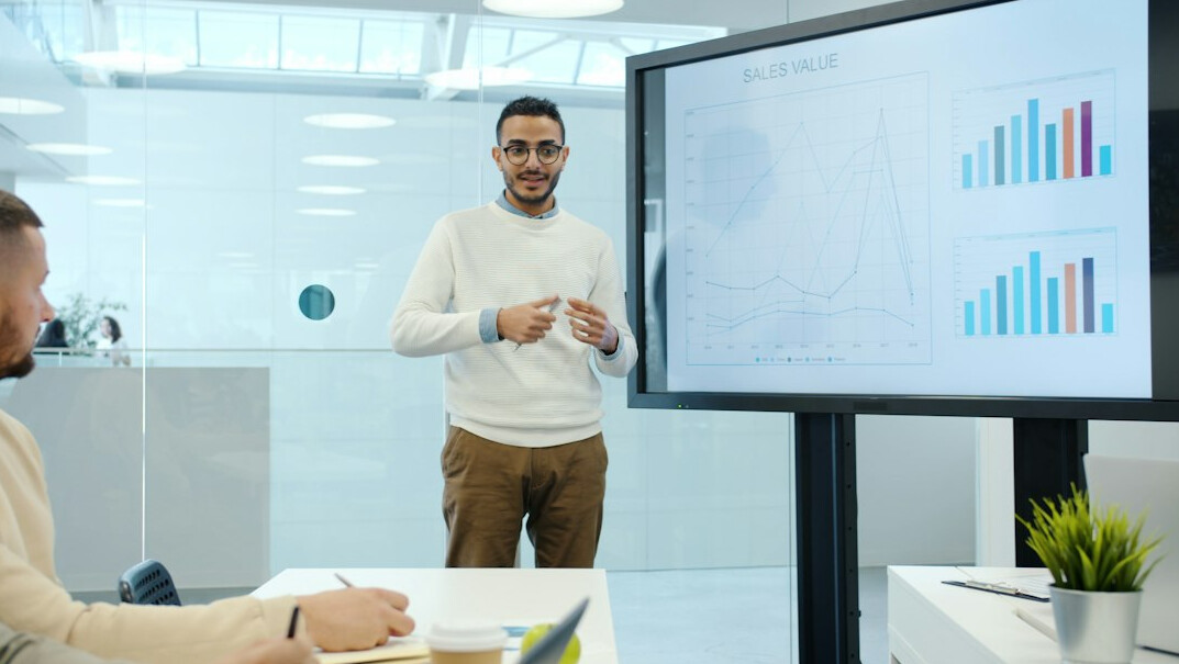businessman presenting plan