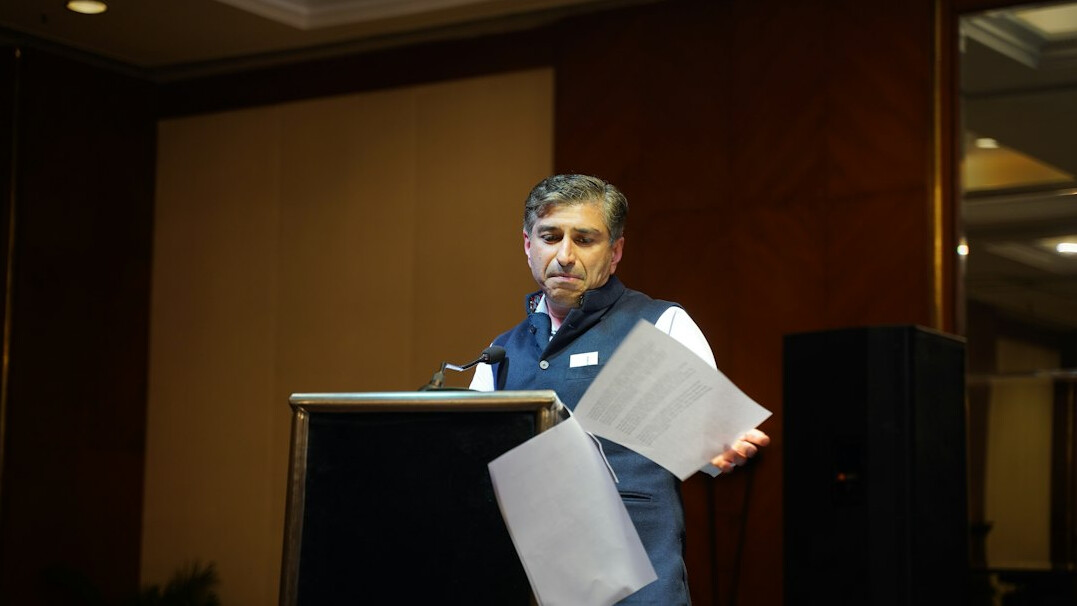 politician at podium